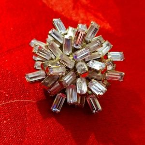 Schoeffel & Co Vintage Austrian Starburst Crystal Brooch of Amethyst Baguettes